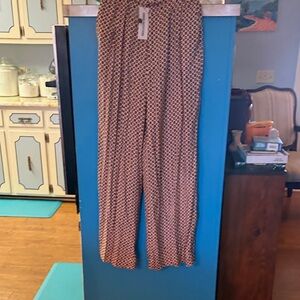 Urban Outfitters Geometric Wide Leg Pants - Black, Copper and Cream.